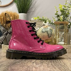 Dr. Martens Pink Glitter Combat Boots